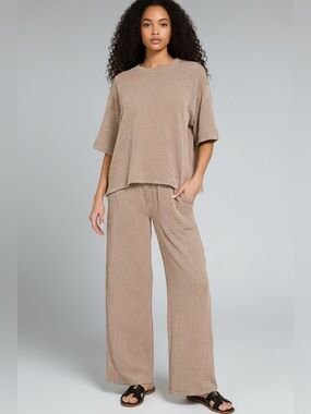 Zenana Women's Cocoa Ribbed Lounge Set